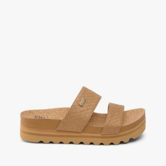 Reef Cushion Vista Hi Slide Sandals- Tan Wicker - Picture 2 of 14